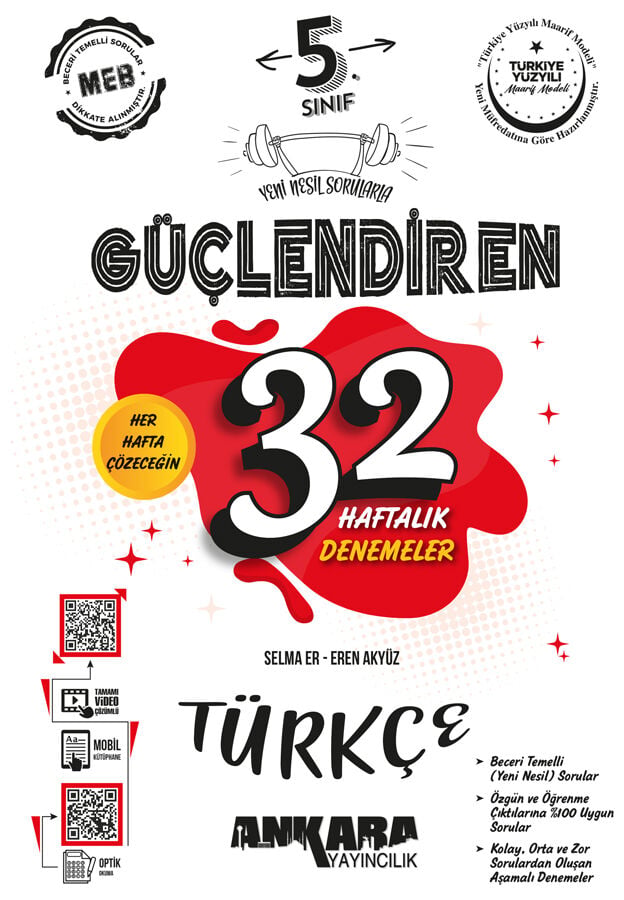 Ankara Yayıncılık 5. Sınıf Türkçe Güçlendiren 32 Haftalık Denemeler