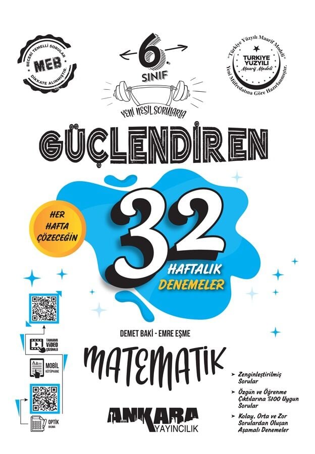 Ankara Yayıncılık 6. Sınıf Matematik Güçlendiren 32 Haftalık Denemeler