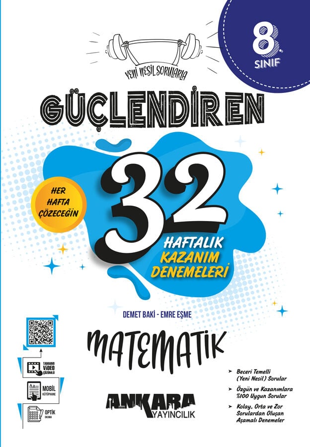 Ankara Yayıncılık 8. Sınıf Matematik Güçlendiren 32 Haftalık Deneme
