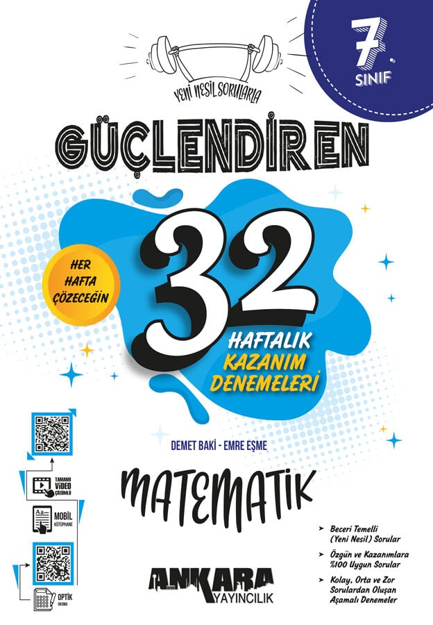 Ankara Yayıncılık 7. Sınıf Matematik Güçlendiren 32 Haftalık Denemeleri