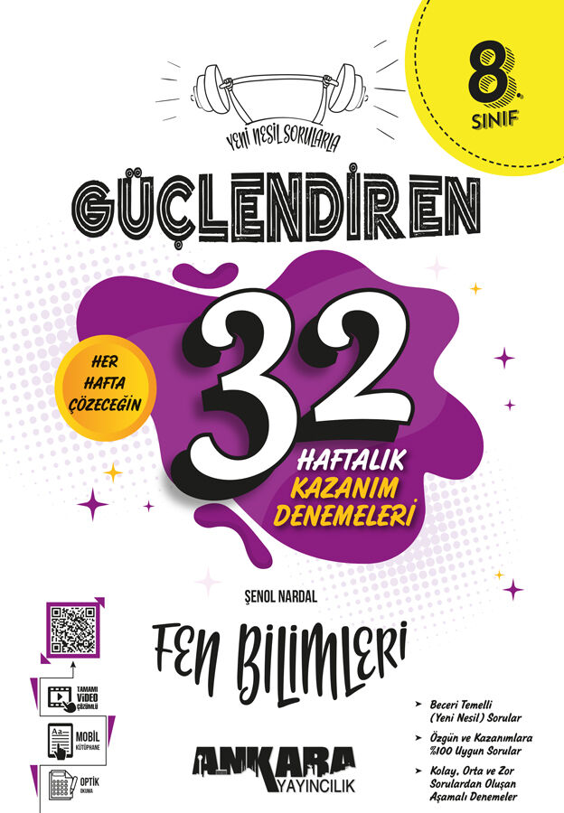 Ankara Yayıncılık 8. Sınıf Fen Güçlendiren 32 Haftalık Kazanım Denemeleri