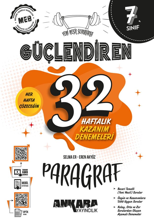 Ankara Yayıncılık 7. Sınıf Paragraf Güçlendiren 32 Haftalık Deneme