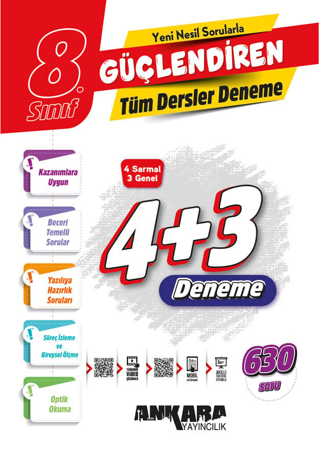 Ankara Yayıncılık 8. Sınıf Tüm Dersler Güçlendiren Deneme 4+3
