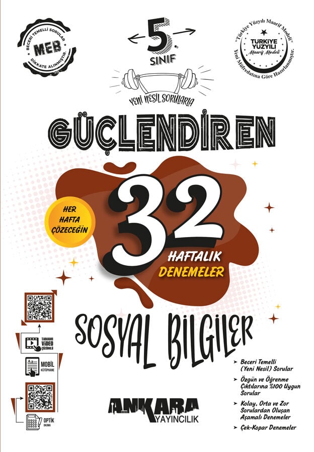 Ankara Yayıncılık 5. Sınıf Sosyal Bilgiler Güçlendiren 32 Haftalık Deneme