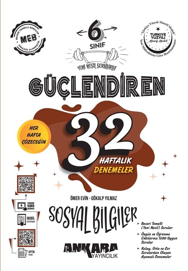 Ankara Yayıncılık 6. Sınıf Sosyal Bilgiler Güçlendiren 32 Haftalık Deneme