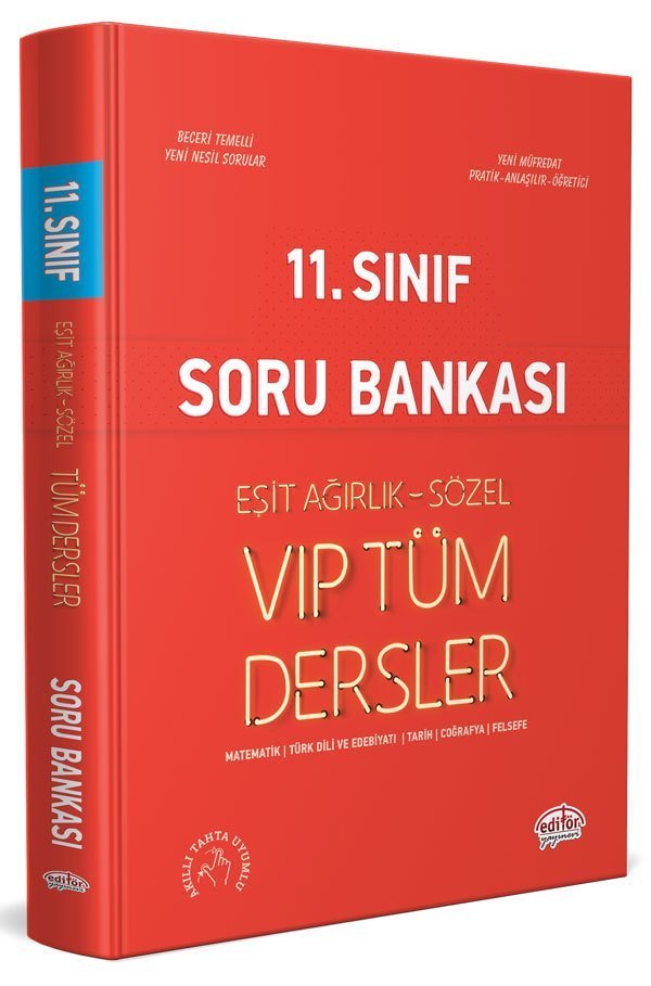 Editör Yayınları 11. Sınıf Eşit Ağırlık-Sözel VIP Tüm Dersler Soru Bankası Kırmızı Kitap