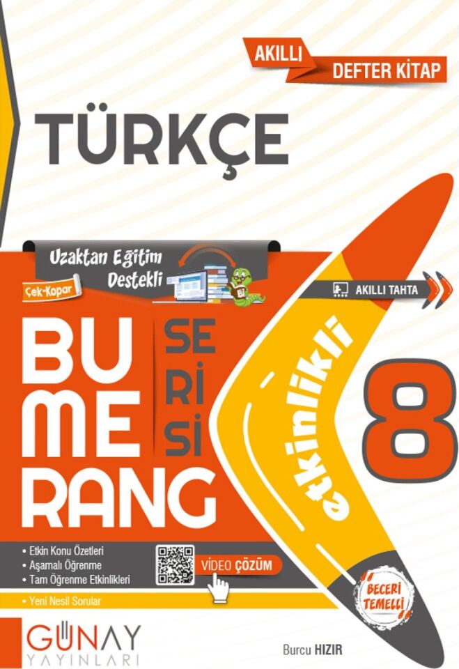 Günay Yayınları 8. Sınıf Bumerang Defter Seti 4 Kitap (T-M-F-S)