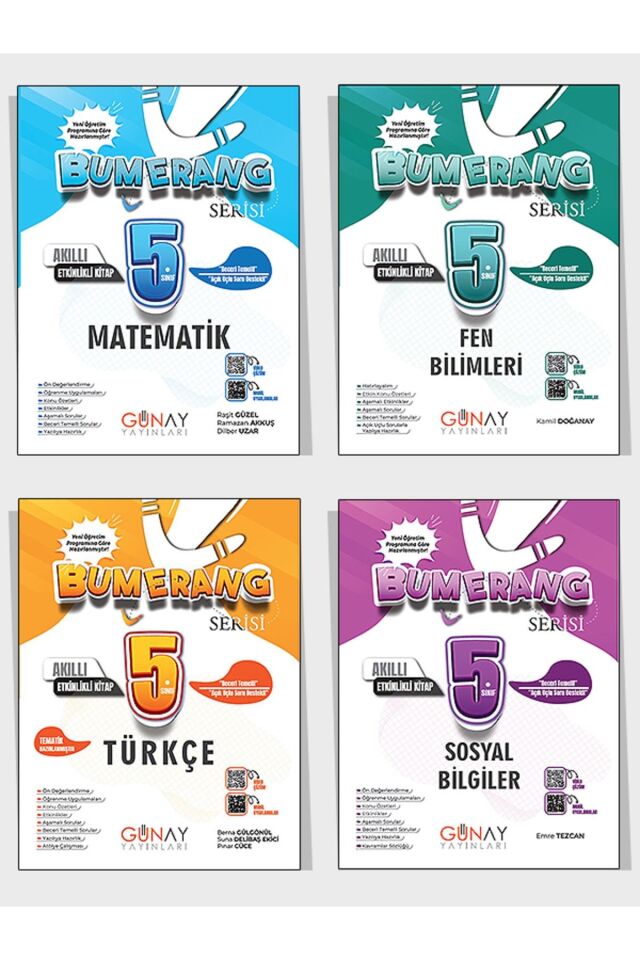 Günay Yayınları 5. Sınıf Bumerang Defter Seti 4 Kitap (T-M-F-S)