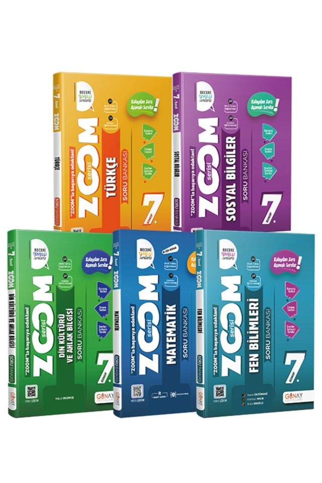 Günay Yayınları 7. Sınıf Zoom Soru Bankası Seti 5 Kitap (T-M-F-S-D)