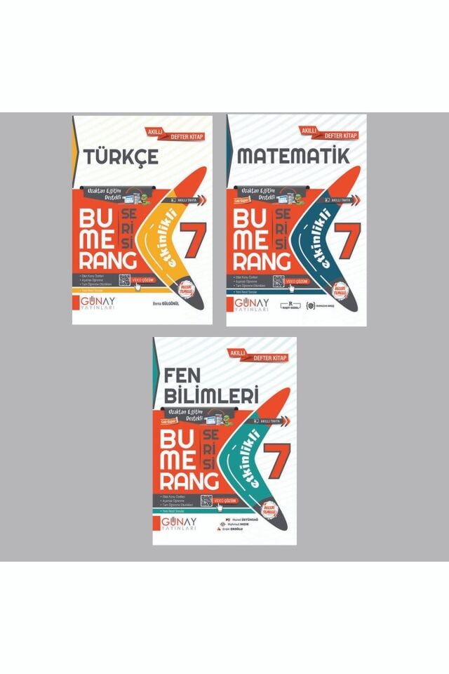 Günay Yayınları 7. Sınıf Bumerang Defter Seti 3 Kitap (T-M-F)