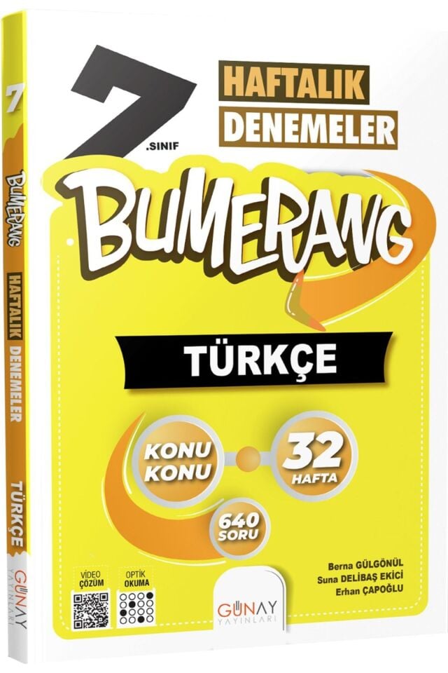 Günay Yayınları 7. Sınıf Bumerang Haftalık Denemeler Seti 4 Kitap (T-M-f-S)