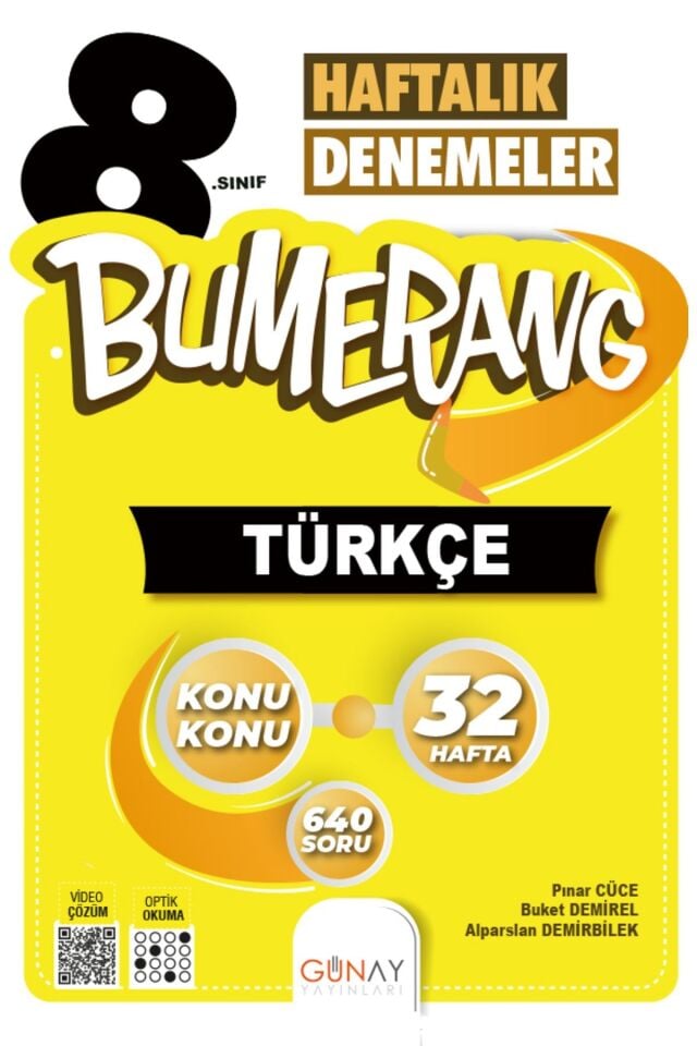 Günay Yayınları 8. Sınıf Bumerang Haftalık Denemeler Seti 4 Kitap (T-M-F-S)