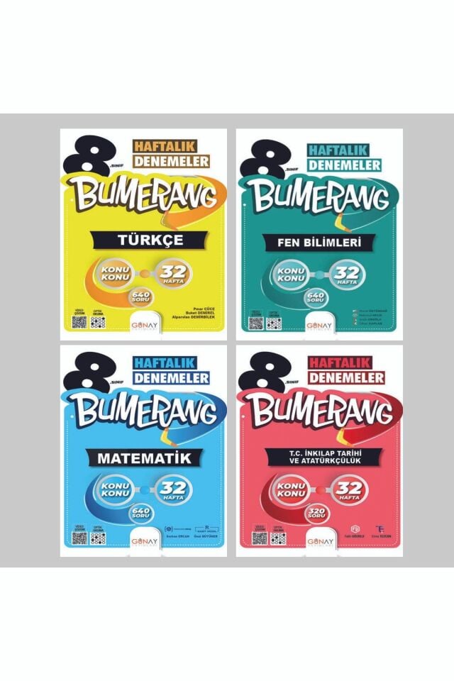 Günay Yayınları 8. Sınıf Bumerang Haftalık Denemeler Seti 4 Kitap (T-M-F-S)