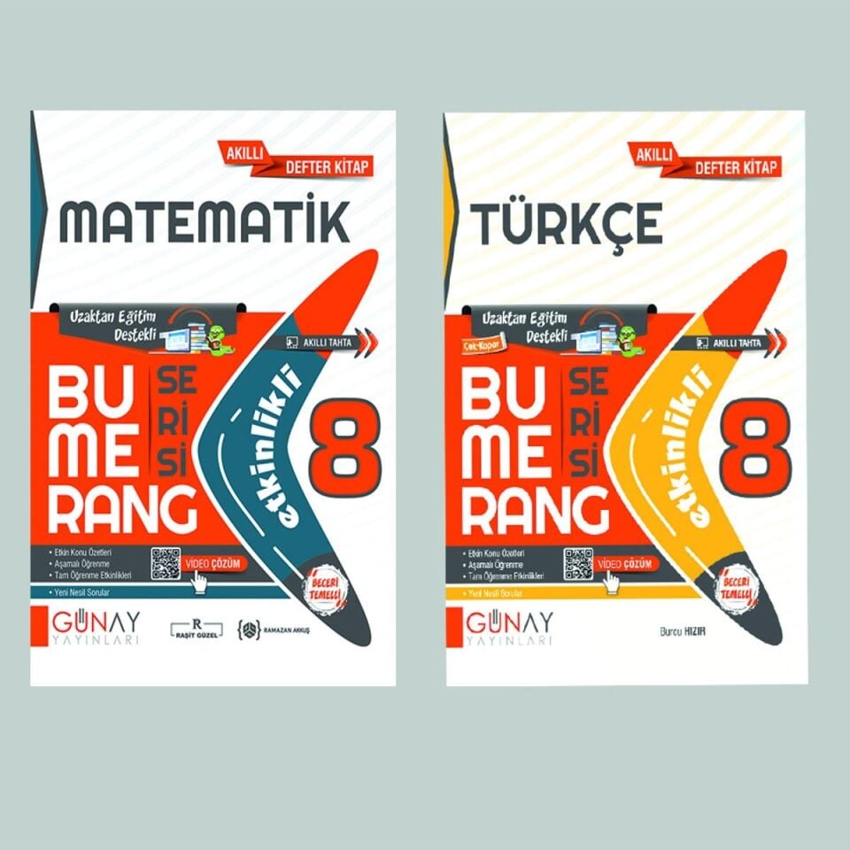 Günay Yayınları 8. Sınıf Bumerang Defter Seti 2 Kitap (T-M)