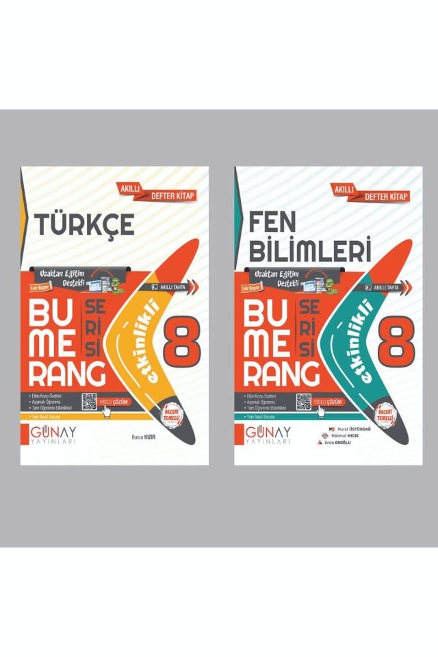 Günay Yayınları 8. Sınıf Bumerang Defter Seti 2 Kitap (T-F)