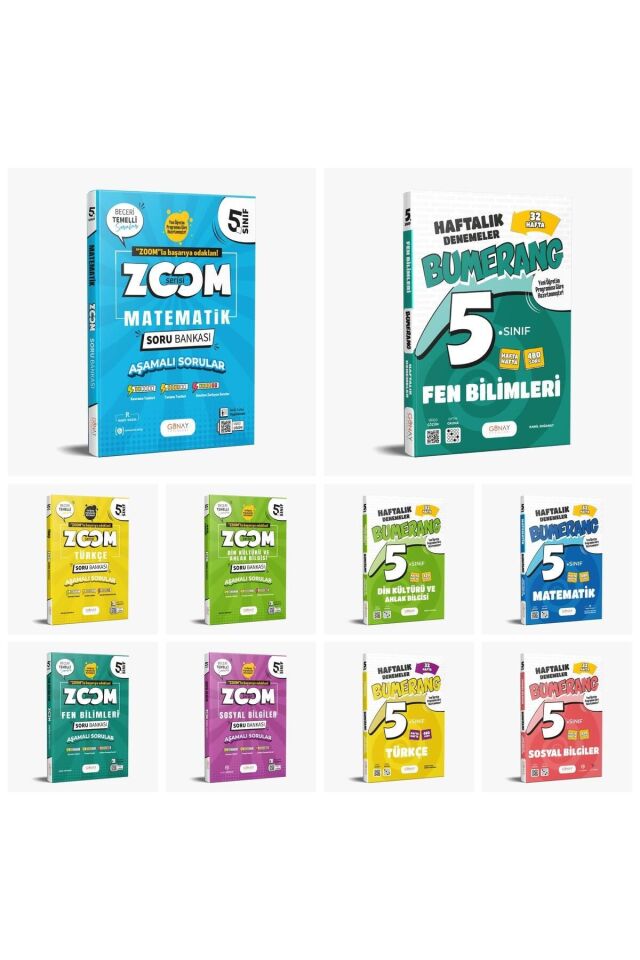 Günay Yayınları 5. Sınıf Zoom Bumerang 10 Kitap Seti (T-M-F-S-D)