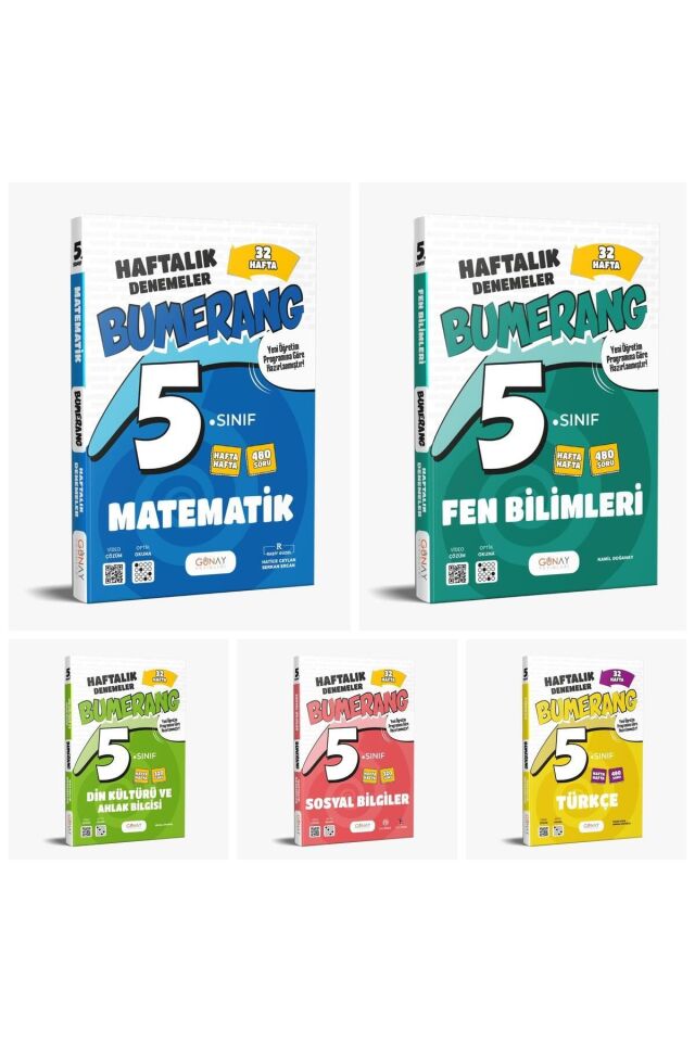 Günay Yayınları 5. Sınıf Bumerang Haftalık Denemeler Seti 5 Kitap (T-M-F-S-D)