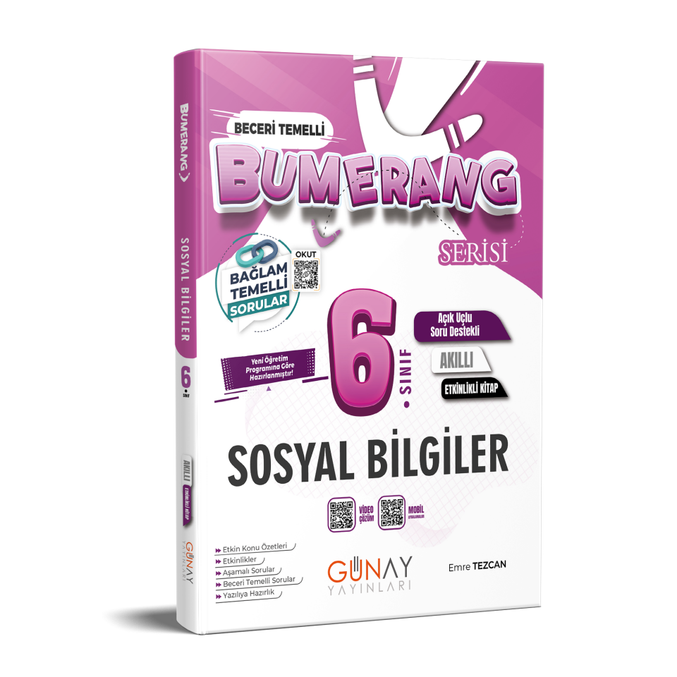 Günay Yayınları 6. Sınıf Bumerang Sosyal Bilgiler Akıllı Etkinlikli Kitap