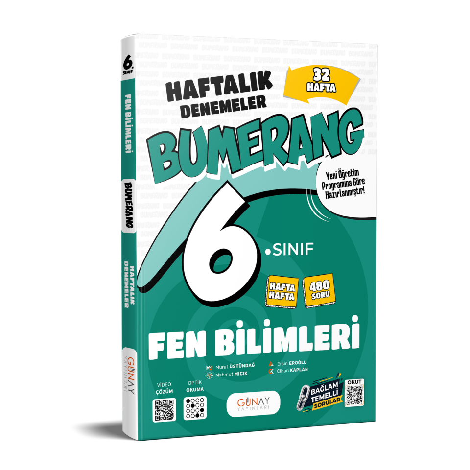 Günay Yayınları 6. Sınıf Bumerang Fen Bilimleri Haftalık Denemeler
