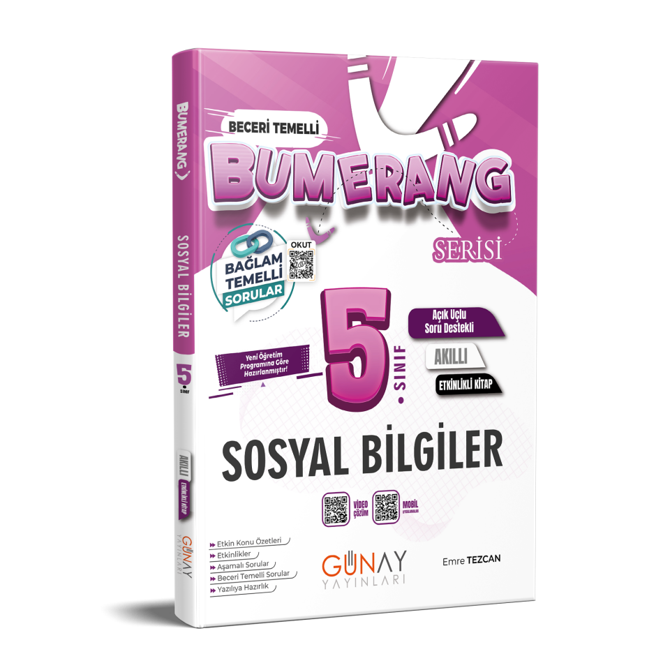 Günay Yayınları 5. Sınıf Bumerang Sosyal Bilgiler Akıllı Etkinlikli Kitap