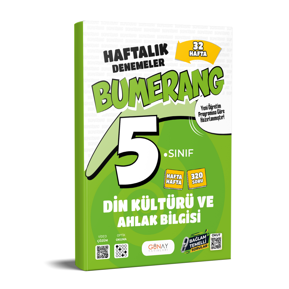 Günay Yayınları 5. Sınıf Bumerang Din Kültürü ve Ahlak Bilgisi Haftalık Denemeler