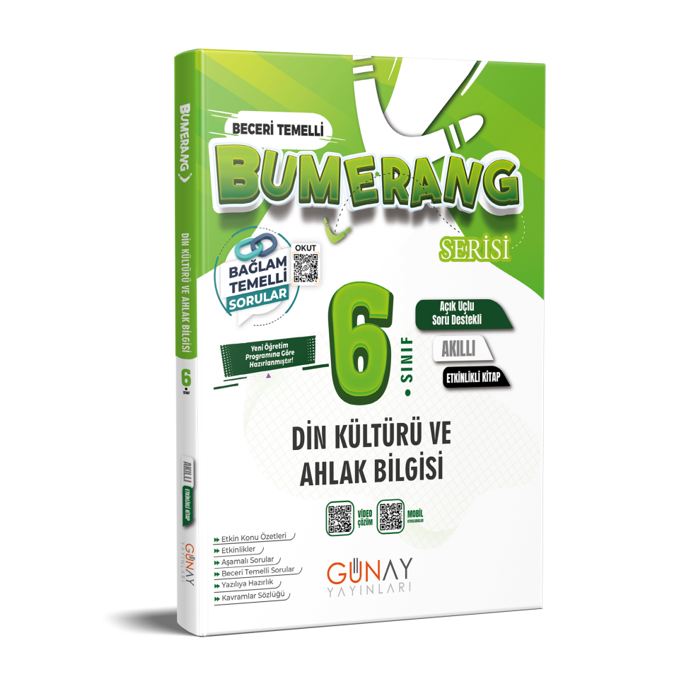 Günay Yayınları 6. Sınıf Bumerang Din Kültürü ve Ahlak Bilgisi Akıllı Etkinlikli Kitap