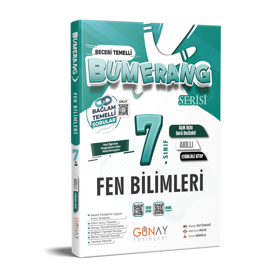 Günay Yayınları 7. Sınıf Bumerang Fen Bilimleri Akıllı Etkinlikli Kitap