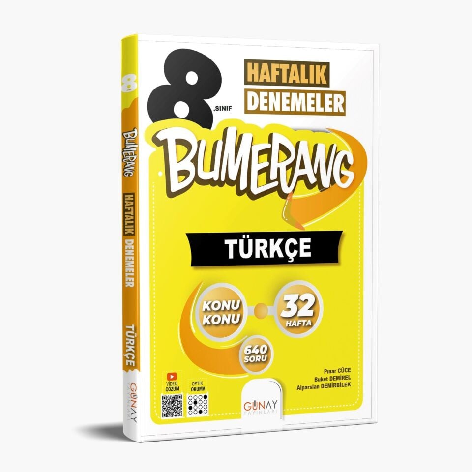 Günay Yayınları 8. Sınıf Türkçe Bumerang Haftalık Denemeler