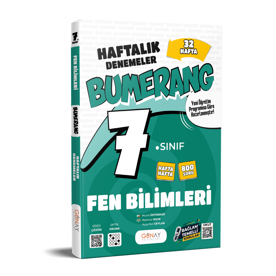 Günay Yayınları 7. Sınıf Bumerang Fen Bilimleri Haftalık Denemler