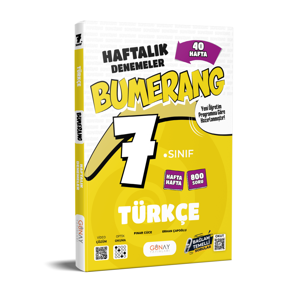 Günay Yayınları 7. Sınıf Bumerang Türkçe Haftalık Denemeler