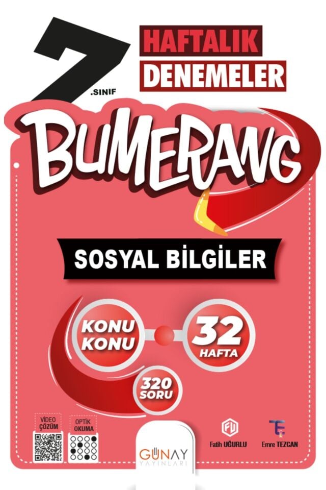 Günay Yayınları 7. Sınıf Bumerang Sosyal Bilgiler Haftalık Denemeler