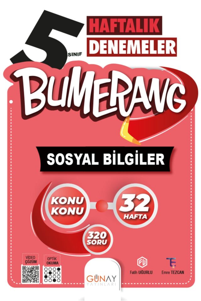 Günay Yayınları 5. Sınıf Bumerang Sosyal Bilgiler Haftalık Denemeler